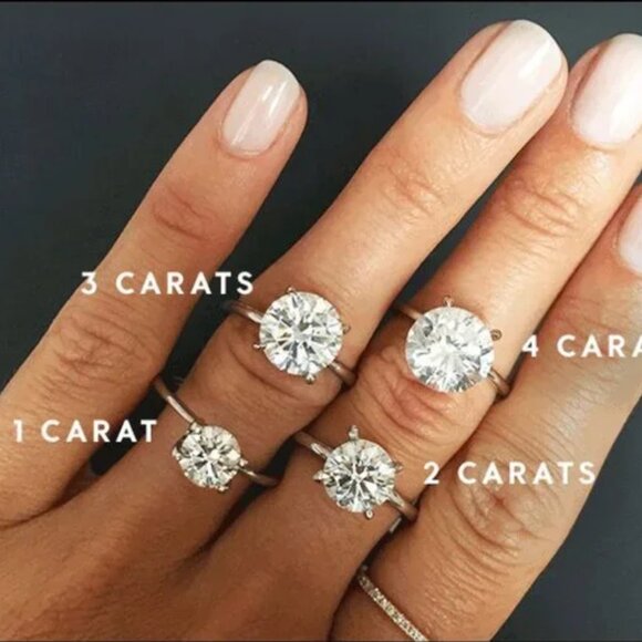 3ct Moissanite Solitaire Engagement Ring 6-prong Brilliant  Certified 4.14ct 3CT Center Moissanite Engagement Rings Wedding Band Round Cut
